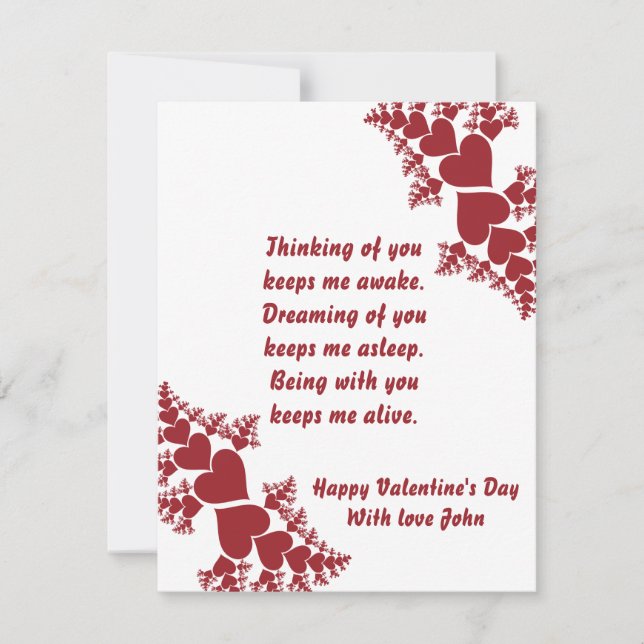 Cartes Pour Fêtes Annuelles Saint-Valentin romantique personnalisé avec des vœ (Devant)