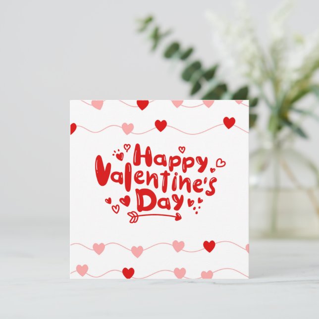 Cartes Pour Fêtes Annuelles Saint-Valentin rouge blanc  (Debout devant)