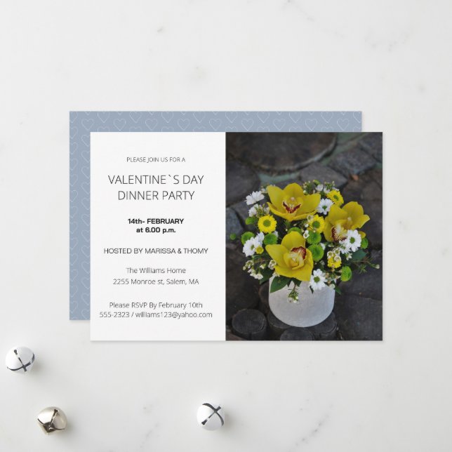 Cartes Pour Fêtes Annuelles Saint Valentin`s Dîner fêté moderne Script photo (Devant/Arrière en situation)