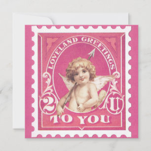Cartes Pour Fêtes Annuelles Saint Valentin Salutations Cupid Timbre Rouge Sain
