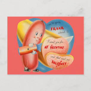 Cartes Pour Fêtes Annuelles Saint-Valentin saucisse à couper Baloney Rétro Vin