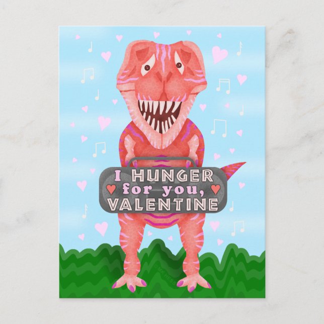 Cartes Pour Fêtes Annuelles Saint Valentin T-Rex Dinosaur Cute Kids Classe (Devant)