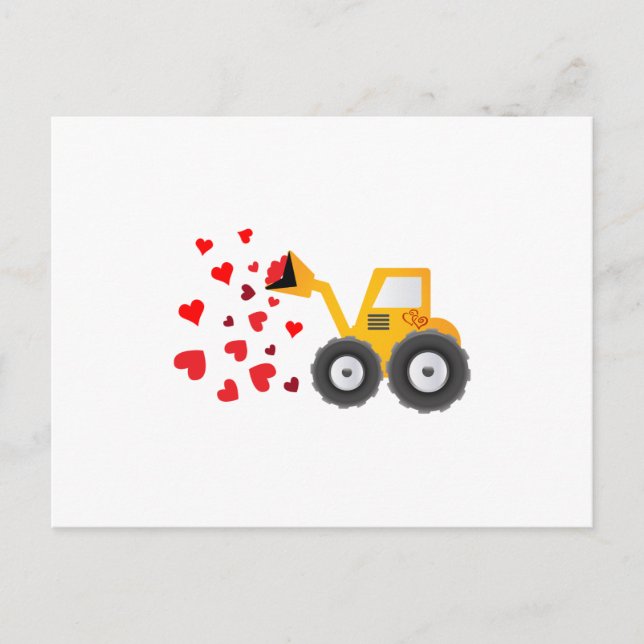 Cartes Pour Fêtes Annuelles Saint Valentin Tracteur Coeurs Cadeaux Enfants Gar (Devant)
