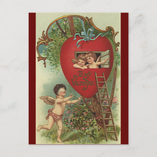 Cartes Pour Fêtes Annuelles Saint-Valentin victorien vintage avec chérubins da