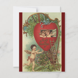 Cartes Pour Fêtes Annuelles Saint-Valentin victorien vintage Cherubs Treehouse