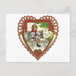 Cartes Pour Fêtes Annuelles Saint-Valentin victorien vintage, Garçon dans un c