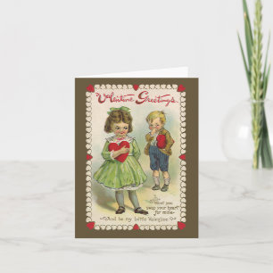 Cartes Pour Fêtes Annuelles Saint Valentin victorienne vintage, Enfants timide