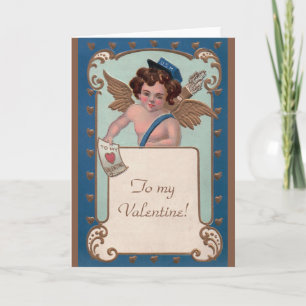Cartes Pour Fêtes Annuelles Saint Valentin vintage, Cherub avec lettres d'amou