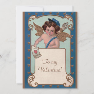 Cartes Pour Fêtes Annuelles Saint-Valentin vintage, Chérubin avec lettres d'am