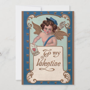 Cartes Pour Fêtes Annuelles Saint-Valentin vintage, chérubin avec lettres d'am