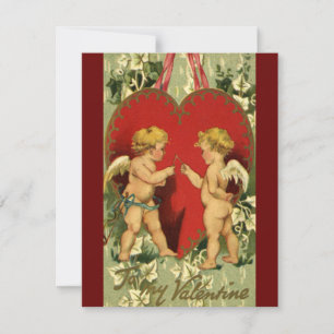 Cartes Pour Fêtes Annuelles Saint Valentin vintage, Cherubs à faire un voeu