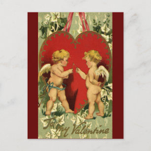 Cartes Pour Fêtes Annuelles Saint Valentin vintage, Cherubs à faire un voeu