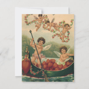 Cartes Pour Fêtes Annuelles Saint Valentin vintage, Cherubs victoriens en bate