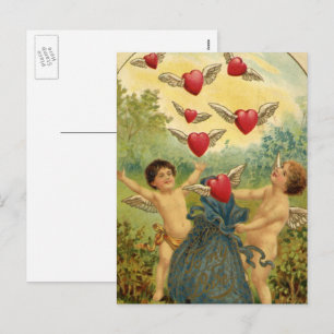 Cartes Pour Fêtes Annuelles Saint-Valentin vintage, Coeurs de Cherubs victorie