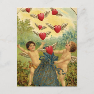 Cartes Pour Fêtes Annuelles Saint-Valentin vintage, Coeurs de Cherubs victorie