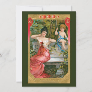 Cartes Pour Fêtes Annuelles Saint-Valentin vintage, Dame victorienne avec chér