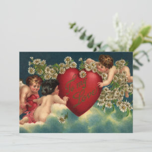 Cartes Pour Fêtes Annuelles Saint-Valentin Vintage Victorien Chérubins au Para
