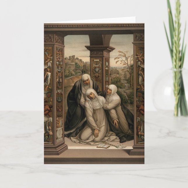 Cartes Pour Fêtes Annuelles Sainte Catherine de Sienne Stigmatiste Religieux (Devant)