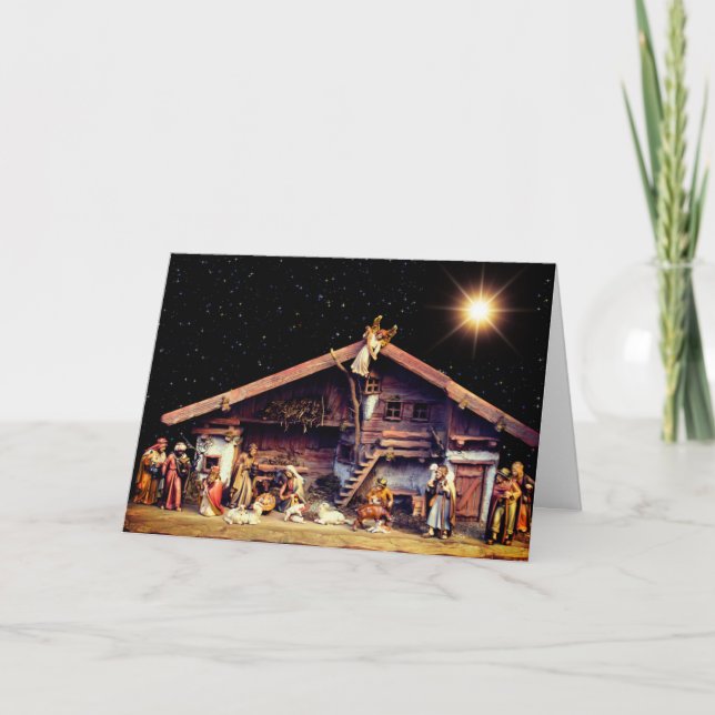 Cartes Pour Fêtes Annuelles Sainte Famille, Stable, Ange, Sages Hommes, Berger (Devant)