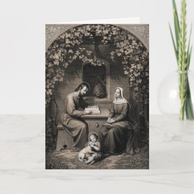 Cartes Pour Fêtes Annuelles Sainte Famille Vierge Marie Saint Joseph Jésus Chr (Devant)