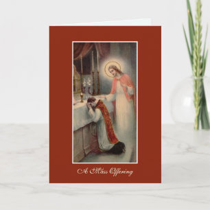 Cartes Pour Fêtes Annuelles Sainte Messe Catholique Offrant Sacré Coeur Jésus 