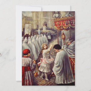 Cartes Pour Fêtes Annuelles Sainte Thérèse jette des fleurs au Saint Sacrement