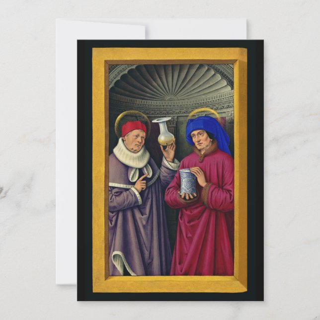Cartes Pour Fêtes Annuelles Saints Cosmas et Damian par Jean Bourdichon (Devant)