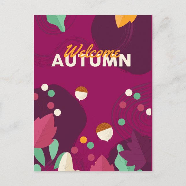 Cartes Pour Fêtes Annuelles Saison d'automne Boho avec Feuilles (Devant)