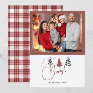 Cartes Pour Fêtes Annuelles Saison De Joy Holiday Plaid Lovely Family Photo