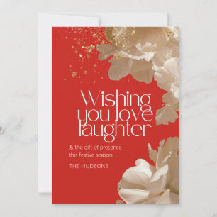 Cartes Pour Fêtes Annuelles Saison de Noël moderne Or Floral Étincelle