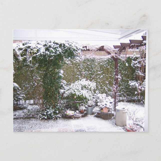 Cartes Pour Fêtes Annuelles Saison de Noël, Neige dans le jardin (Devant)