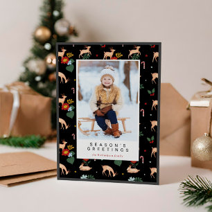 Cartes Pour Fêtes Annuelles Saison de salut Black Reinder photo florale