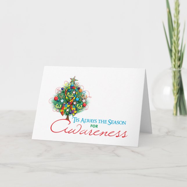 Cartes Pour Fêtes Annuelles Saison de sensibilisation au Ruban de carbone (Devant)