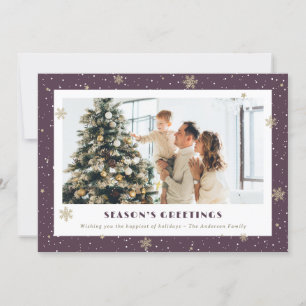 Cartes Pour Fêtes Annuelles Saison Neige Salutations Purple Photo