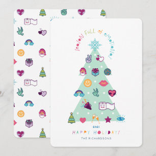 Cartes Pour Fêtes Annuelles Saison pleine d'émotions Amusants Emoji sapin de N