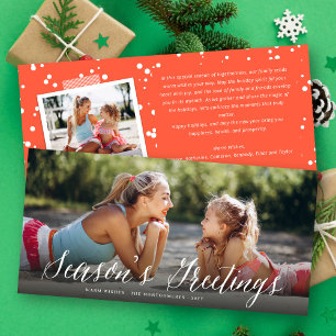Cartes Pour Fêtes Annuelles Saison's Greeting Simple White Script Photo modern