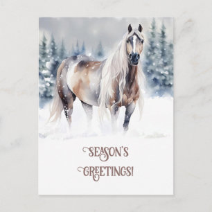 Cartes Pour Fêtes Annuelles Saisons Saluer Cheval dans la neige
