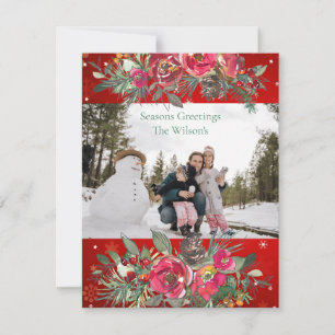 Cartes Pour Fêtes Annuelles Saisons Salutation Rouge Vert Pine Cônes Bough Pho