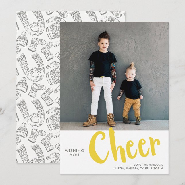 Cartes Pour Fêtes Annuelles Saler | Sweat Motif Photo de Noël Jaune (Devant / Derrière)