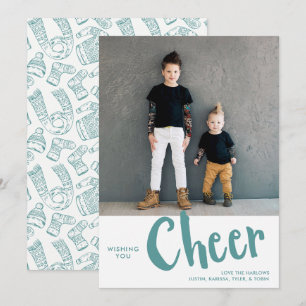 Cartes Pour Fêtes Annuelles Saler   Sweat Motif photo de Noël Turquoise