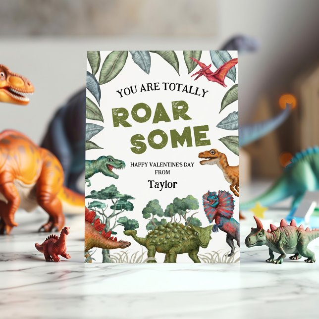 Cartes Pour Fêtes Annuelles Salle de classe Dinosaur Enfants Valentines Jour (Créateur téléchargé)