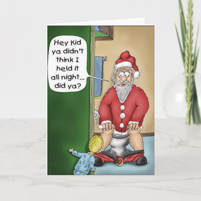 Cartes Pour Fêtes Annuelles Salle de toilettes père Noël (Devant)