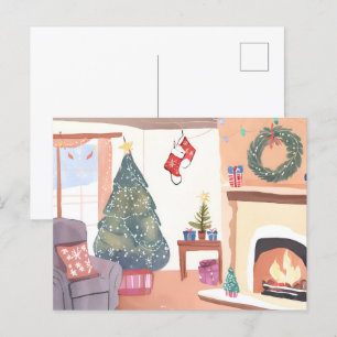 Cartes Pour Fêtes Annuelles Salon de Noël Fêtes de fin d'année à l'aquarelle