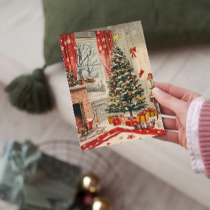 Cartes Pour Fêtes Annuelles Salon de Noël vintage avec décoration festive de l