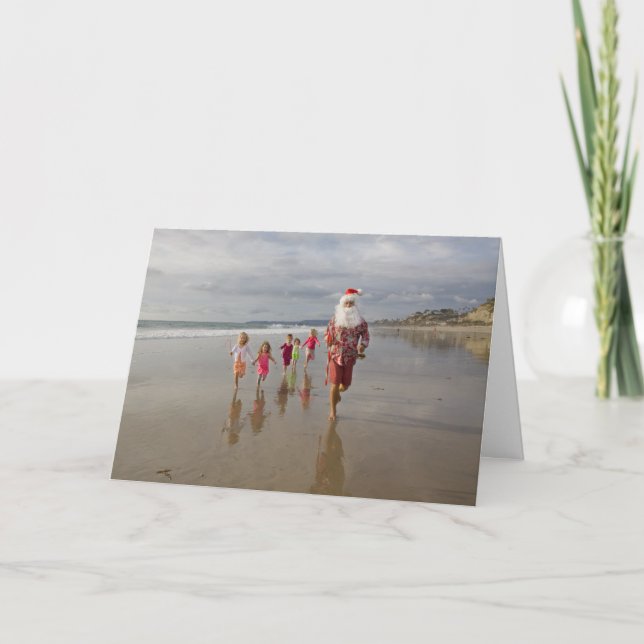 Cartes Pour Fêtes Annuelles Salutation À L'Intérieur De Père Noël Fonctionne P (Devant)