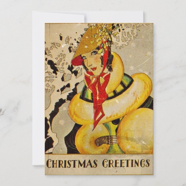 Cartes Pour Fêtes Annuelles Salutation Art déco (Devant)