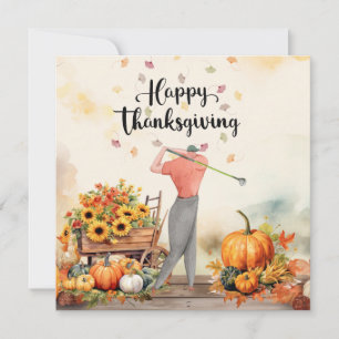 Cartes Pour Fêtes Annuelles Salutation d'automne de Thanksgiving pour Golfer