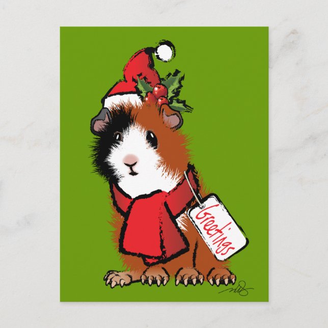 Cartes Pour Fêtes Annuelles Salutation de cobaye de Noël (Devant)