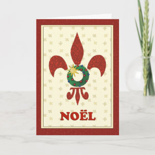 Cartes Pour Fêtes Annuelles Salutation de Fleur de Lys Wreath Noel