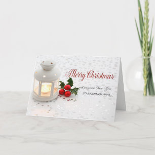 Cartes Pour Fêtes Annuelles Salutation de la compagnie Christmas Balls Candle